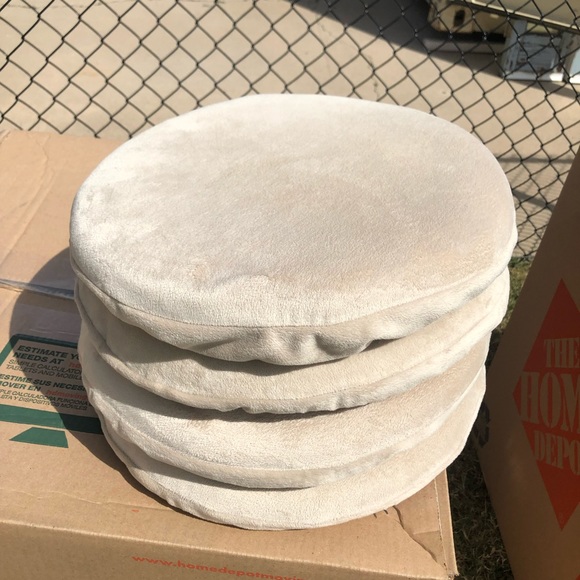 Set of Four (4) Comfortable Microfiber Beige Round Counter/Bar Stool Cushions - Picture 4 of 5